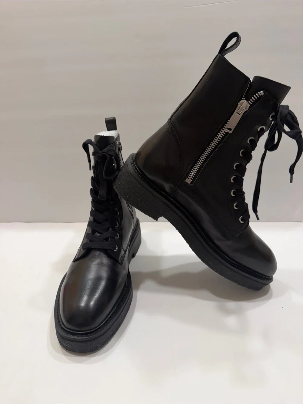 Men's Black Lace-Up Leather Ankle Boots